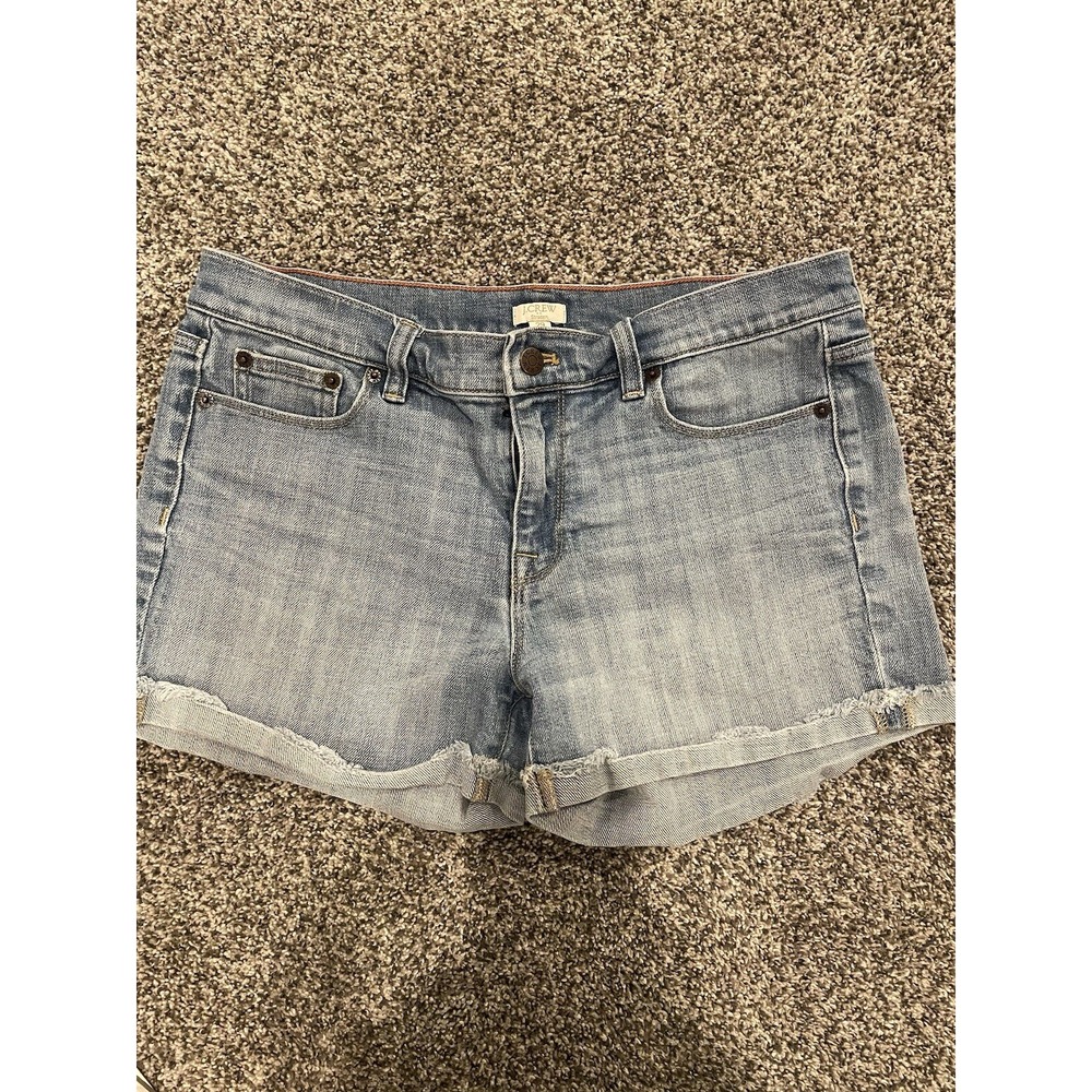 J Crew Womens Shorts Size 29 Stretch Blue Denim Mid Rise  Cut Off